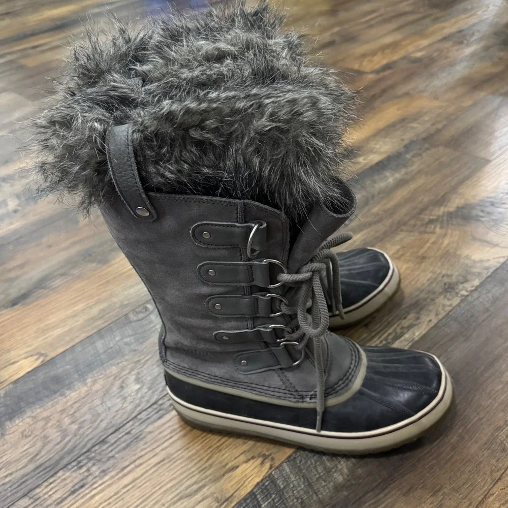 Sorel Joan‎ of Arctic Faux Fur Waterproof Winter Snow Boots Gray Women's 9.5